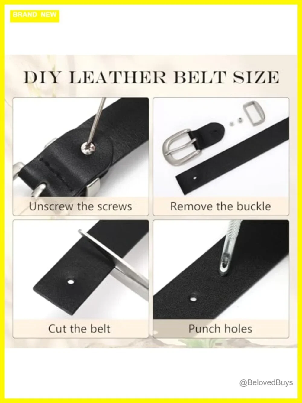 Faux Leather Women's Belt with Silver/Gold Buckle, Adjustable, Casual
